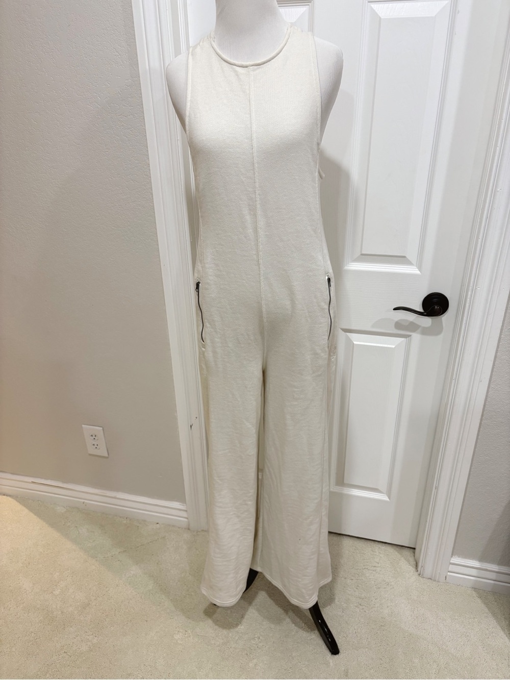 Free People Feel Free One Cream Wide-Leg Jumpsuit Small - Picture 2 of 7